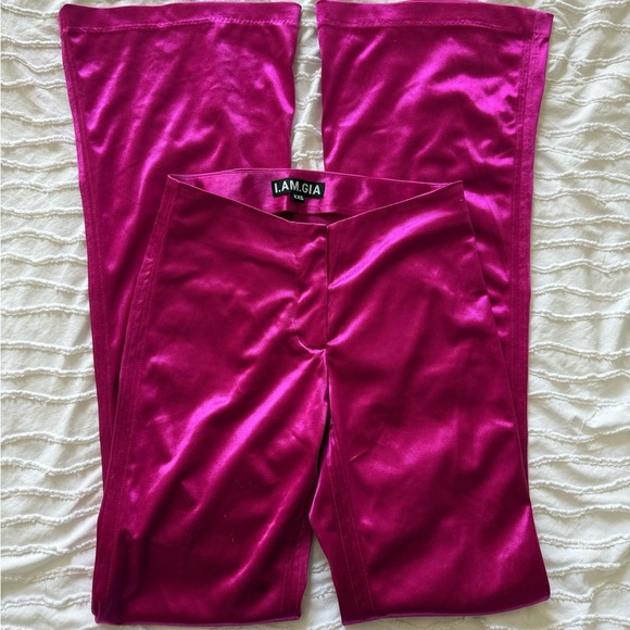 I.AM.GIA Hot Pink Satin flare Trousers - Picture 1 of 5